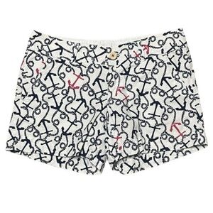 Lilly Pulitzer Navy and White Bermuda Shorts with Anchor Print, Women’s‎ Size 2